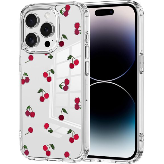 for iPhone 13 Pro - Cute Cherry Case for Women, Clear Slim Crystal Case, Anti Peel Off, Not Yellowing, Transparent, Shockproof Protective Phone Cover