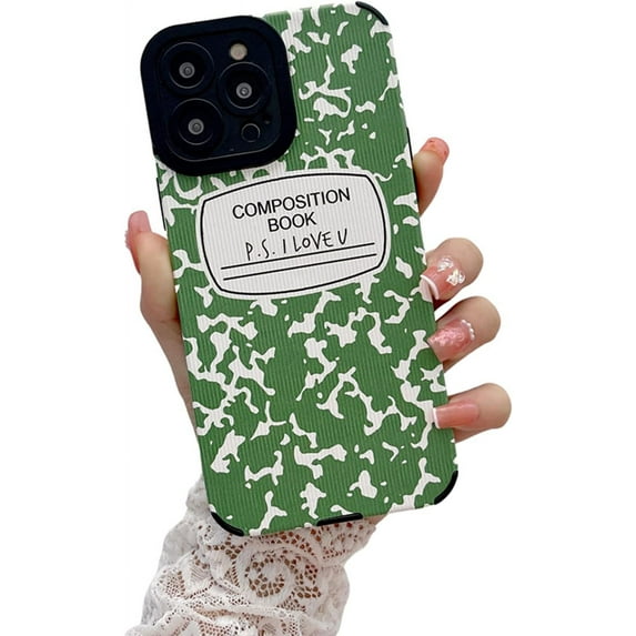 for iPhone 13 Pro Max Case(6.7 inch),Cute case with Fashion Print Label Design,Soft TPU Shockproof Protective for Women & Girls(Green)