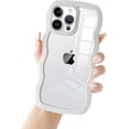 thumbnail image 1 of for iPhone 13 Pro Max Case Shockproof Clear Hybrid Slim Wave Frame Shape Cute Phone Protective Case for iPhone 14 Pro Max 6.7 INCH White, 1 of 10