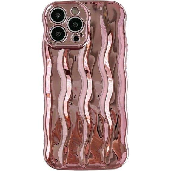 for iPhone 13 Pro Max Case,Water Ripple Pattern Curly Wave Frame Soft Compatible with iPhone Case (Light Pink,iPhone 13 Pro Max)