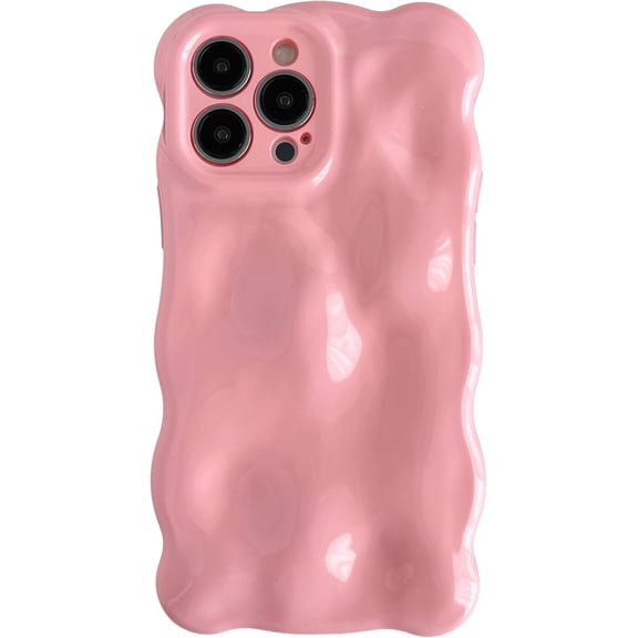 for iPhone 13 Pro Max Case,Water Ripple Wave Meteorite Bubble Chrome Plating Electroplated Candy Phone Case (Pink)