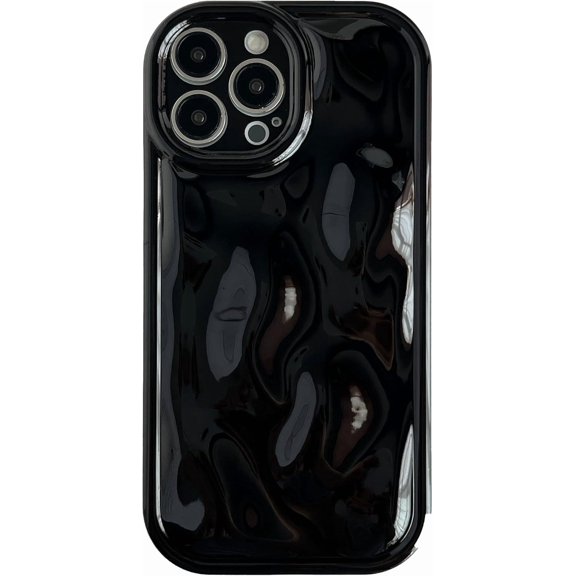 for iPhone 13 Pro Max Case,Water Ripple Wave Meteorite Bubble Chrome Plating Soft Phone Case (Black)