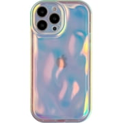 for iPhone 13 Pro Max Case,Water Ripple Wave Meteorite Bubble Chrome Plating Soft Phone Case Fluorescent Silver