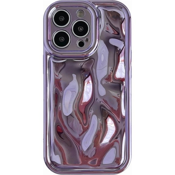for iPhone 13 Pro Max Case,Water Ripple Wave Meteorite Bubble Chrome Plating Soft Phone Case (Light Purple)