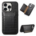 thumbnail image 1 of for iPhone 13 Wallet Case, Luxury Ultra Slim Shockproof PU Leather Card Holder Kickstand Double Magnetic Protective Cover for iPhone 13 - Black, 1 of 6