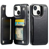 for iPhone 13 Wallet Case with Card Holder, PU Faux Leather Kickstand Card Slots Case, Double Magnetic Clasp and Durable Shockproof Cover