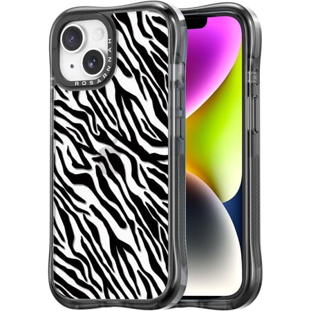 for iPhone 13 / iPhone 14 Case Cute - Military-Grade 20 ft Drop Protection Shockproof Phone Case - Funny Black Zebra Print Design (6.1") Black