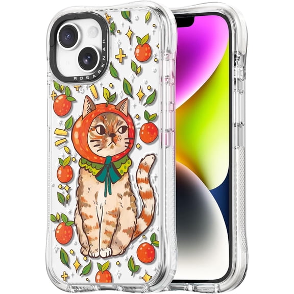 for iPhone 13 / iPhone 14 Case Cute - Military-Grade 20 ft Drop Protection Shockproof Phone Case - Funny Kitty Cat Design (6.1") Glitter Clear