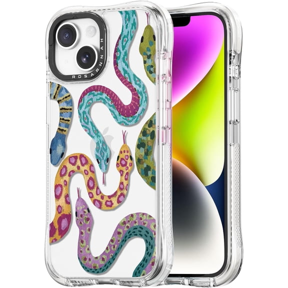 for iPhone 13 / iPhone 14 Case Cute - Military-Grade 20 ft Drop Protection Shockproof Phone Case - Funny Snake Design (6.1") Glitter Clear
