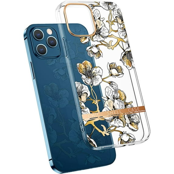 for iPhone 14 13 12 11 Pro Max Plus Case, Light Thin Clear TPU Phone Case, Stylish Classic Exquisite Floral Protector Cover(Flower C,14 Pro Max)