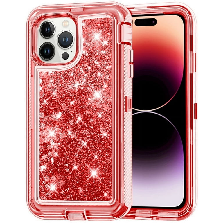 for iPhone 14/14 Mini/14 Plus/14 Pro Max, Liquid Glitter Case Luxury  Floating Bling Sparkle Shockproof Cover 