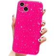 thumbnail image 1 of for iPhone 14 Case 6.1 inch, Cute Sparkly Glitter Bling Slim Shockproof Bumper Camera Protection Phone Case for Women Girls (Hot Pink), 1 of 14