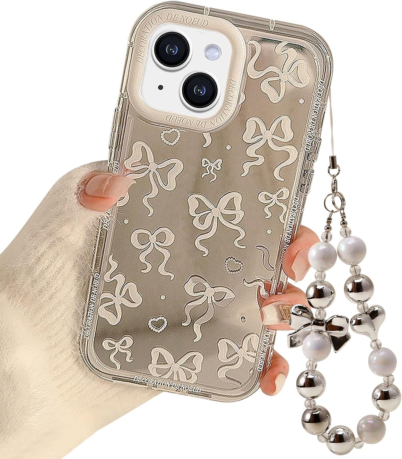 For IPhone 14 Case Bow Plating Mirror Cute Heart Women Girls Teens 