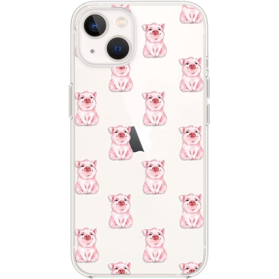 for iPhone 14 Case, Cute Pig Pattern Funny Cartoon Animal Design Transparent Soft TPU Protective Clear Case 6.1 inch (Cute Pig)