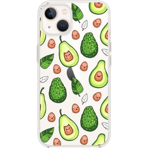 for iPhone 14 Case, Fun Avocado Pattern Cute Tropical Cartoon Fruits Design Transparent Soft TPU Protective Clear Case 6.1 inch (Happy Avocados)