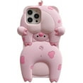 thumbnail image 1 of for iPhone 14 Case Pig Kawaii Phone Cases,Cute 3D Cartoon Lovely Pink Pig Soft Silicone Shockproof Protective Case Funny Women Girls for iPhone 14, 1 of 15