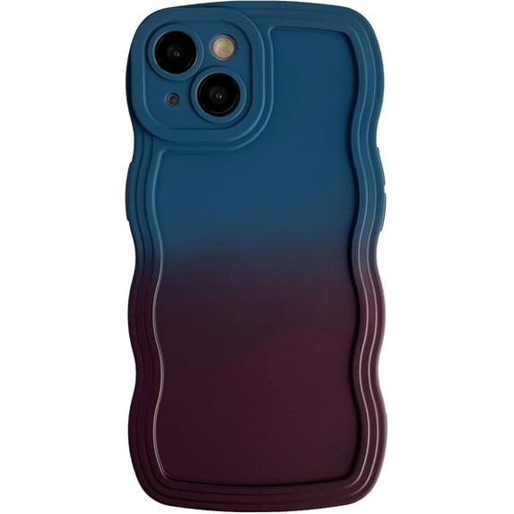 for iPhone 14 Case, Solid Color Curly Wave Frame Soft Compatible with iPhone Case (Navy Blue,iPhone 14)