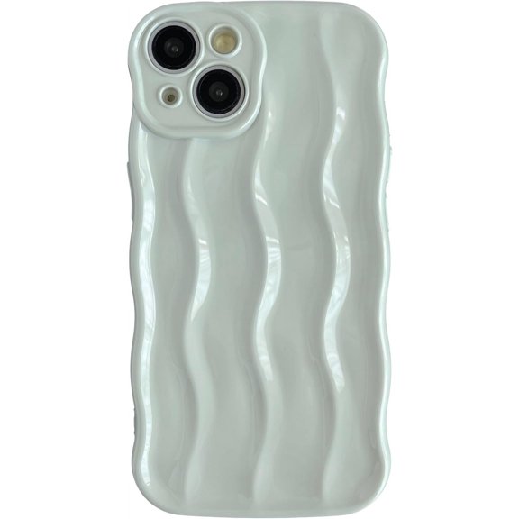 for iPhone 14 Case,Water Ripple Pattern Curly Wave Frame Soft Compatible with iPhone Case (Grey,iPhone 14)