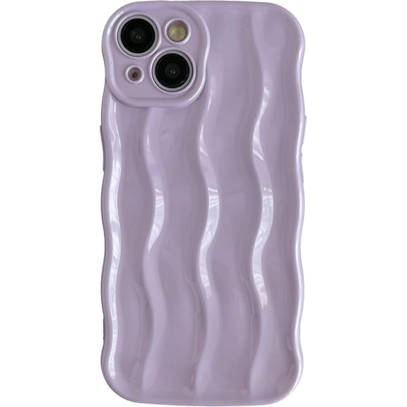 for iPhone 14 Case,Water Ripple Pattern Curly Wave Frame Soft Phone Case (LPurple)
