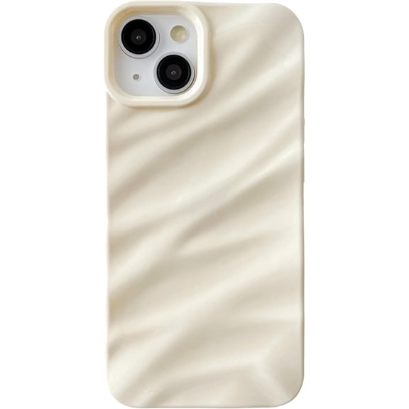 for iPhone 14 Case,Water Ripple Pattern Curly Wave Shape Soft Compatible with iPhone Case (iPhone 14,White)
