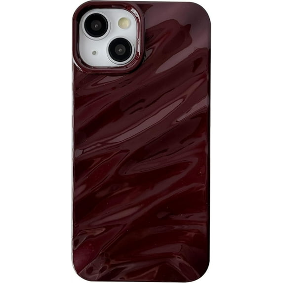for iPhone 14 Case,Water Ripple Pattern Curly Wave Shape Soft Compatible with iPhone Case (iPhone 14,Wine Red)