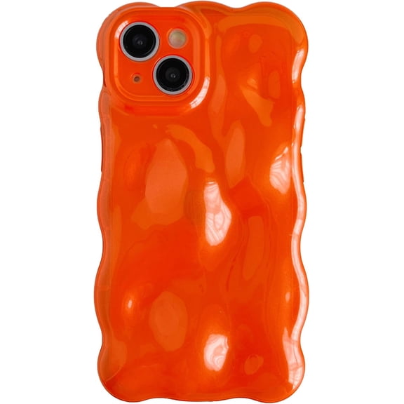 for iPhone 14 Case,Water Ripple Wave Meteorite Bubble Chrome Plating Electroplated Candy Phone Case (Light Red)