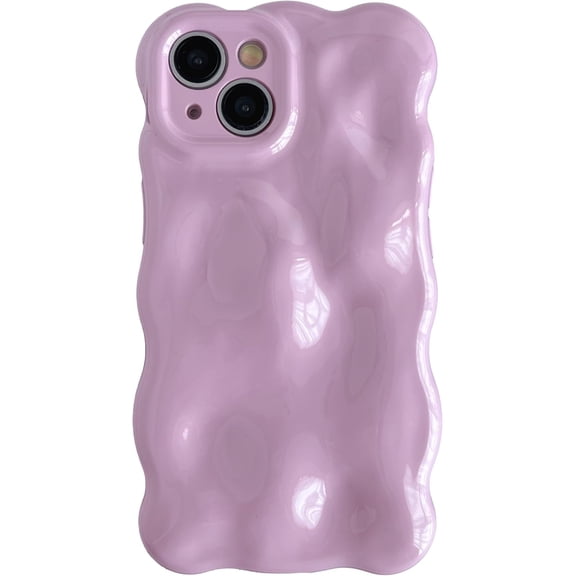 for iPhone 14 Case,Water Ripple Wave Meteorite Bubble Chrome Plating Electroplated Candy Phone Case (Purple)