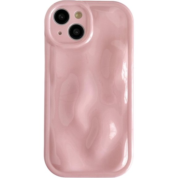 for iPhone 14 Case,Water Ripple Wave Meteorite Bubble Chrome Plating Soft Phone Case (Pink)