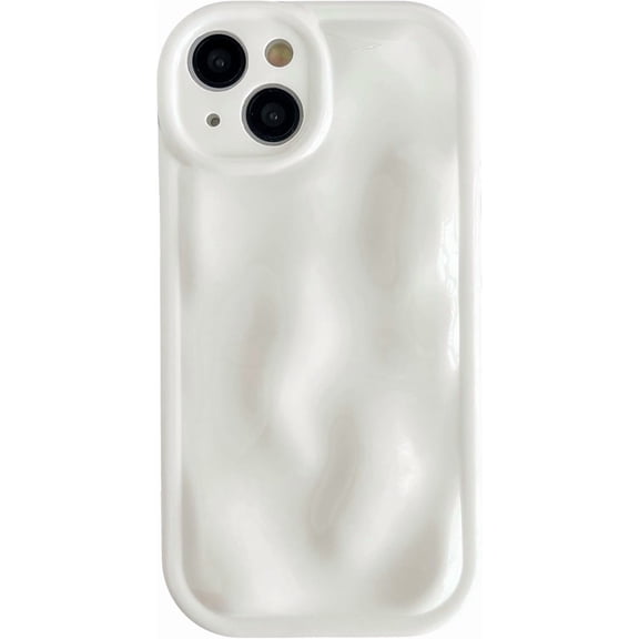 for iPhone 14 Case,Water Ripple Wave Meteorite Bubble Chrome Plating Soft Phone Case (White)