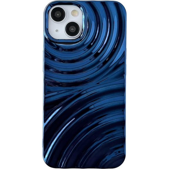 for iPhone 14 Case, Water Ripple Wave Meteorite Bubble Pattern Chrome Plating Soft Compatible with iPhone Case (Light Blue,iPhone 14)