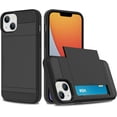 thumbnail image 1 of for iPhone 14 Plus Case Card Slot Hard PC Soft TPU Bumper Anti-Scratch Anti-Drop Protective Slim Wallet Card Holder Cover for Women Girls Men-Black, 1 of 13