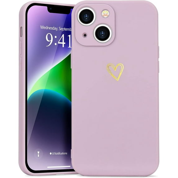 for iPhone 14 Plus Case Cute Slim Shockproof Phone Case with Wireless Charging Support and Protection, Purple