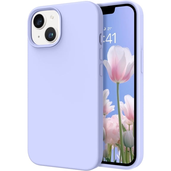 for iPhone 14 Plus Case, Liquid Silicone Phone Case for iPhone 14 Plus Soft Gel Rubber Microfiber Lining Cushion Cover Shockproof Protective-Purple