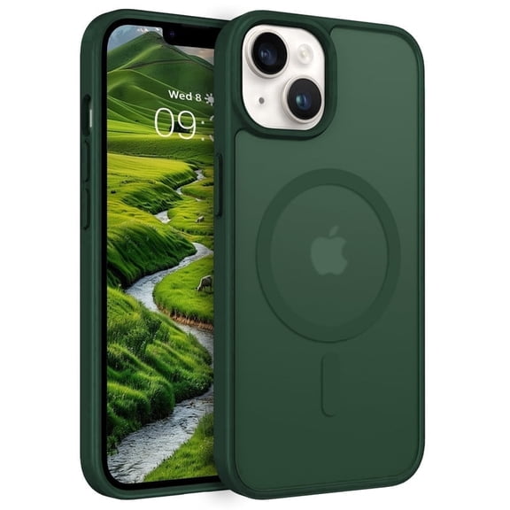 for iPhone 14 Plus/iPhone 15 Plus Case Super Magnetic [Compatible with MagSafe] TPU Protective Translucent Matte Smooth Phone Case for iPhone 14 Plus/15 Plus, Green