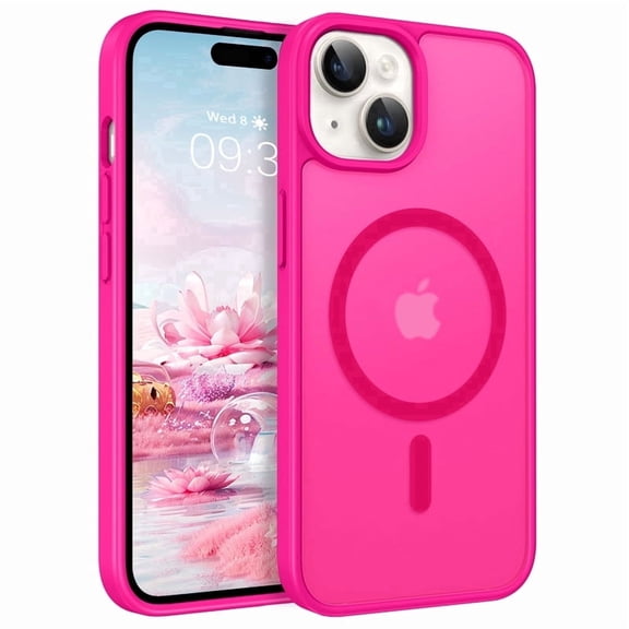 for iPhone 14 Plus Case Super Magnetic [Compatible with MagSafe] TPU Protective Translucent Matte Smooth Phone Case for iPhone 14 Plus, Hot Pink