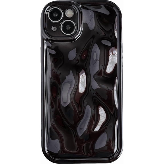 for iPhone 14 Plus Case,Water Ripple Wave Meteorite Bubble Chrome Plating Soft Phone Case (Light Black)