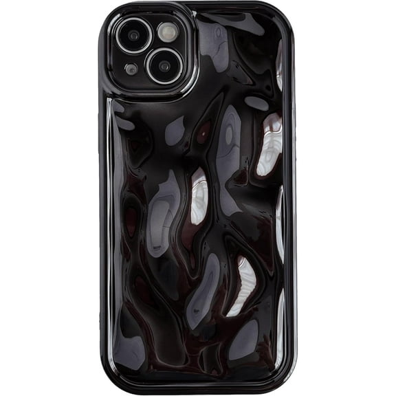 for iPhone 14 Plus Case, Water Ripple Wave Meteorite Bubble Pattern Chrome Plating Soft Compatible with iPhone Case (Light Black,iPhone 14 Plus)