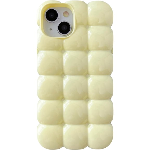 for iPhone 14 Pro Case,3D Cube Grid Candy Color Soft Phone Case (Yellow)