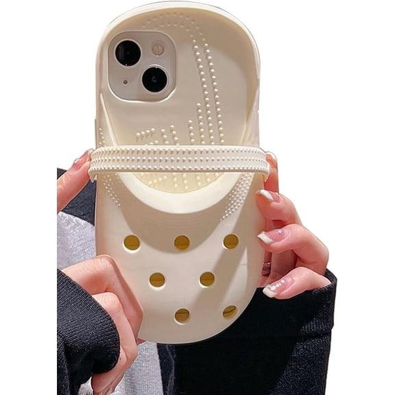 for iPhone 14 Pro Case, 3D Soft Silicon Funny and Silly Weird Slipper Shoe Phone Case, Ugly Phone Case Swap Challenge Gifts with Friends White