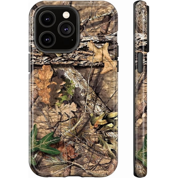 for iPhone 14 Pro Case, Camo Leaf Design (Camo), Dual Layer Soft TPU Hard PC Bumper