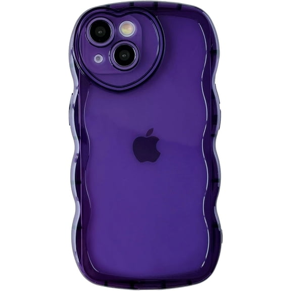 for iPhone 14 Pro Case, Curly Wave Shape Love Heart Camera Lens Protection Clear Soft Compatible with iPhone Case (Purple,iPhone 14 Pro)