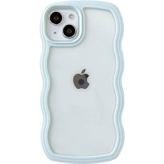 for iPhone 14 Pro Case, Cute Curly Wave Frame Shape Shockproof Soft Compatible with iPhone Case (Green,iPhone 14 Pro)
