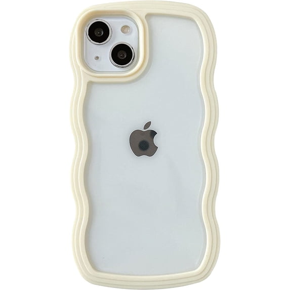 for iPhone 14 Pro Case, Cute Curly Wave Frame Shape Shockproof Soft Compatible with iPhone Case (Yellow,iPhone 14 Pro)
