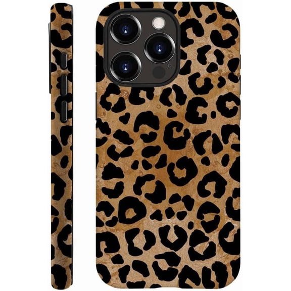 for iPhone 14 Pro Case, HH2 Cheetah Print Leopard Hybrid 2 Layer Hard Shell Design Pattern Protective Silicone Case