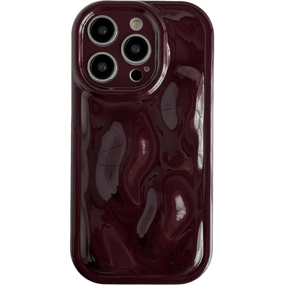 for iPhone 14 Pro Case,Water Ripple Wave Meteorite Bubble Chrome Plating Soft Phone Case (Wine Red)
