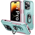 thumbnail image 1 of for iPhone 14 Pro Case with Kicktand,[ Military Drop Protection] for iPhone 14Pro Case,Green+Pink, 1 of 12