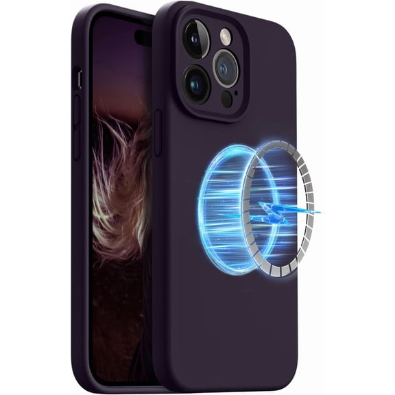 for iPhone 14 Pro Max Case, [Compatible with MagSafe] Silicone Shockproof Slim Thin Phone Case for iPhone 14 Pro Max 6.7 inch (Elderberry)