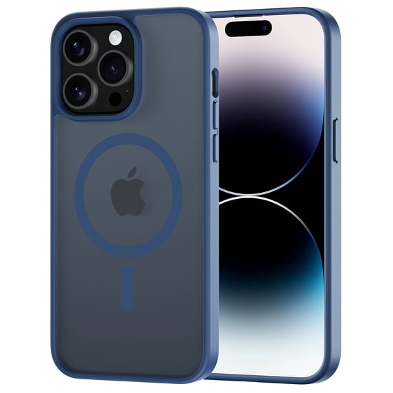 for iPhone 14 Pro Max Case Compatible with MagSafe, Translucent Matte Shockproof Phone Case Cover - Blue