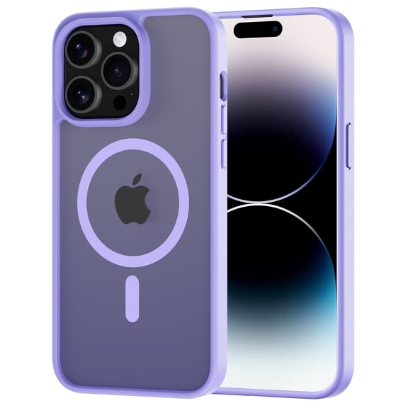 for iPhone 14 Pro Max Case Compatible with MagSafe, Translucent Matte Shockproof Phone Case Cover - Purple
