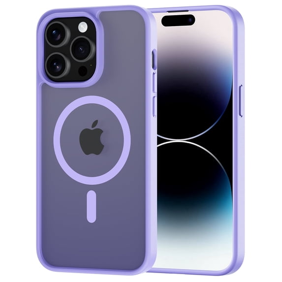 for iPhone 14 Pro Max Case Compatible with MagSafe, Translucent Matte Shockproof Phone Case Cover - Purple